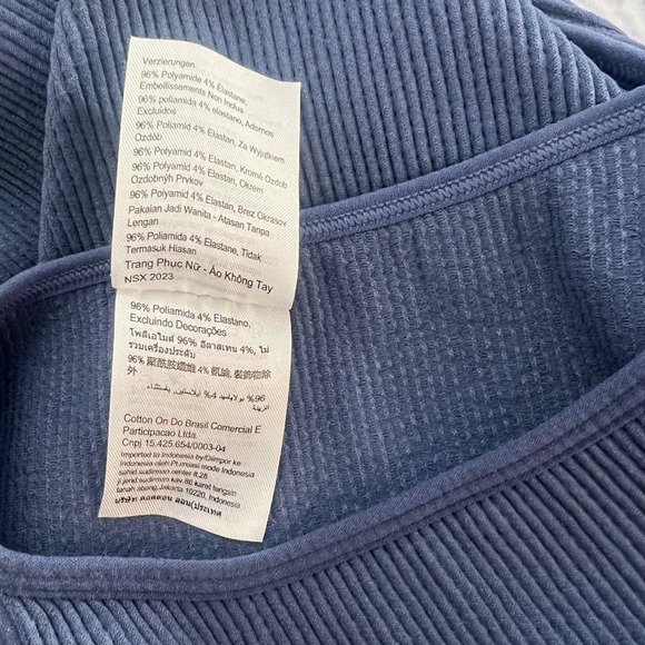 Women's‎ Cotton-on Ribbed Cropped Tank Top Med/Large Steele Gray Blue - Picture 3 of 6